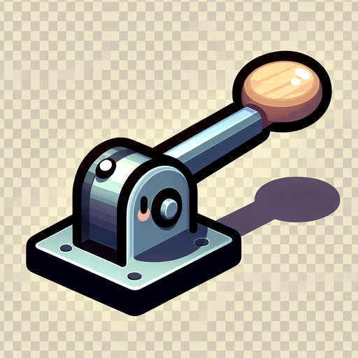 lever cute cartoon.
Single Game Texture.  In-Game asset.  2d.  Blank background.  High contrast.  No shadows