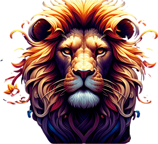 Lion.
Single Game Texture.  In-Game asset.  2d.  Blank background.  No shadows
