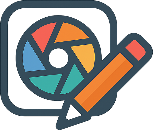 editing application logo. No background. Transparent background. Blank background. No shadows. 2d. In-Game asset. flat