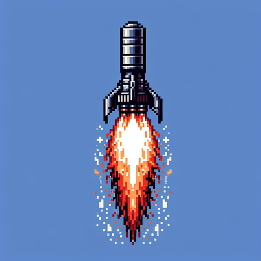 8-bit. 2d. fire from a thruster. vertical position. no background. in game asset..
Single Game Texture. In-Game asset. 2d. Blank background. High contrast. No shadows.
