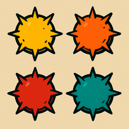 round spiky balls.
In-Game asset.  2d.  High contrast.  No shadows