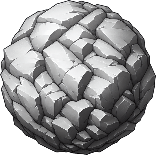A STONE.
Single Game Texture. In-Game asset. 2d. Blank background. High contrast. No shadows.