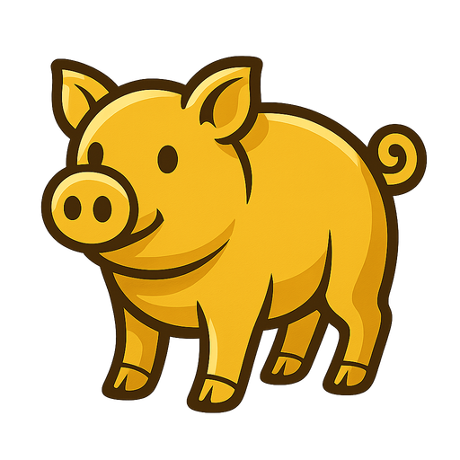 A golden pig.
In-Game asset.  2d.  High contrast.  No shadows