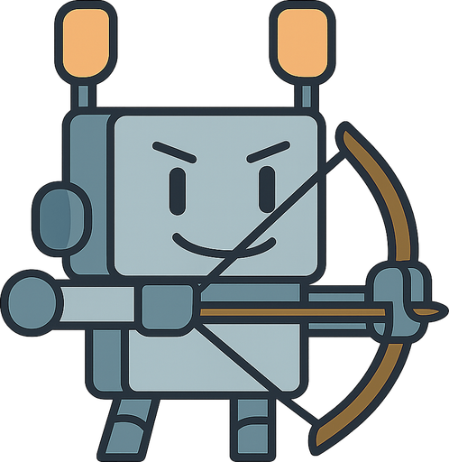 a archer robot. No background. Transparent background. Blank background. No shadows. 2d. In-Game asset. flat