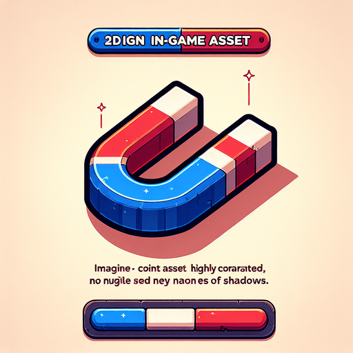 coin magnet white blue red in color.
Single Game Texture.  In-Game asset.  2d.  Blank background.  High contrast.  No shadows