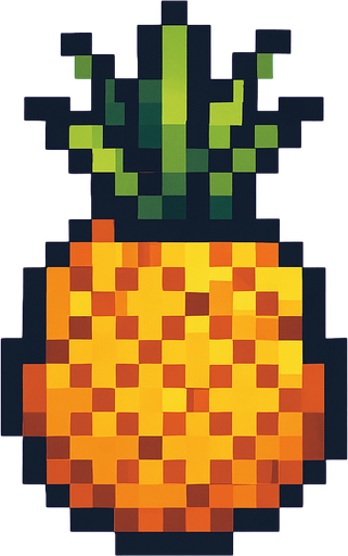 make pixel art 2d pineapple.
In-Game asset.  2d.  High contrast.  No shadows