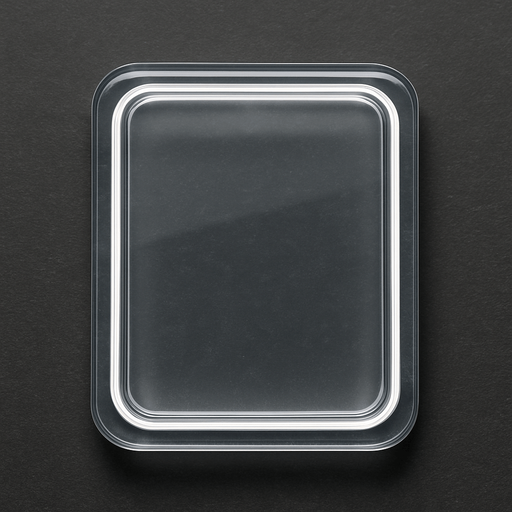 Photorealistic transparent rectange dj deck sample button with white rounded corners, front view. No text needed on image