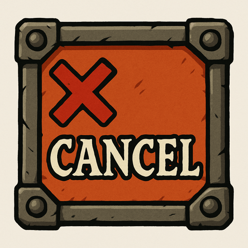 Cancel Button for medeivel concept.
In-Game asset.  2d.  High contrast.  No shadows