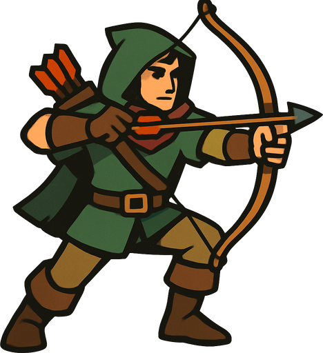An archer.
In-Game asset.  High contrast.  No shadows