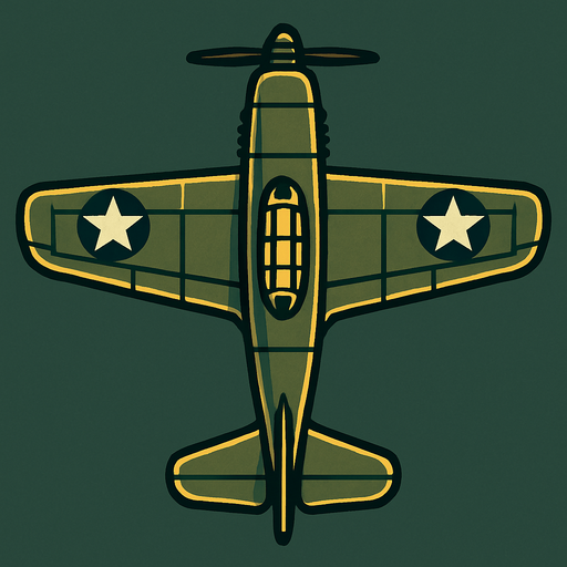 top down classic war plane.
In-Game asset.  2d.  High contrast.  No shadows