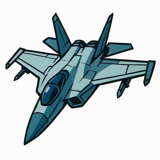 A modern fighter jet.
In-Game asset.  2d.  High contrast.  No shadows