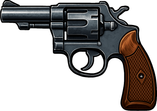 Revolver realista.
In-Game asset.  2d.  High contrast.  No shadows