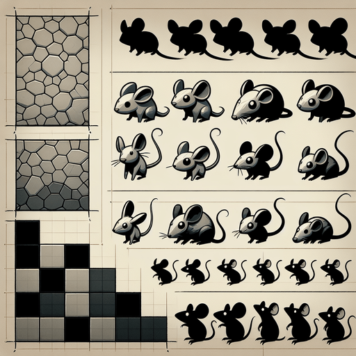 mice.
Single Game Texture. In-Game asset. 2d. Blank background. High contrast. No shadows.