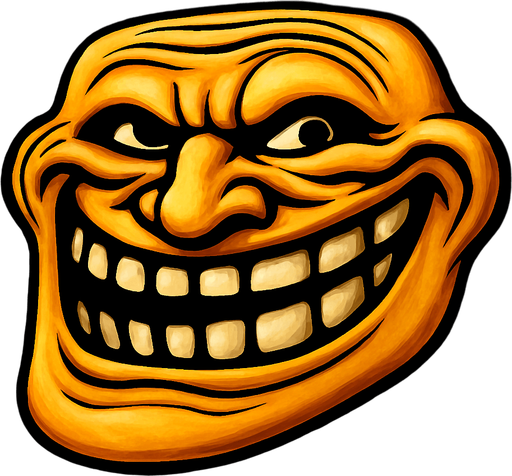 3D Scary trollface meme.
In-Game asset.  3D.  High contrast.  No shadows