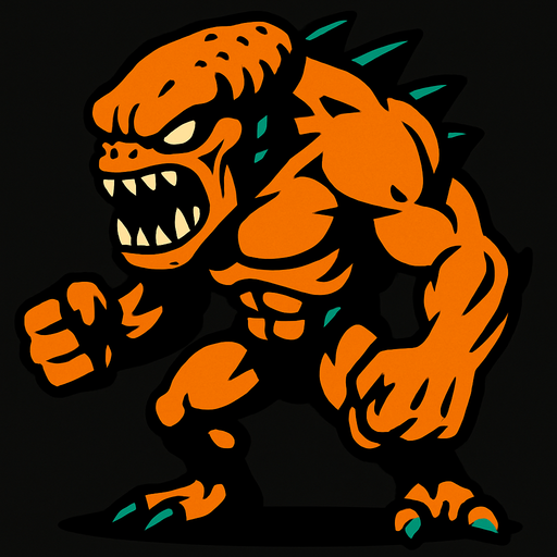 Savage alien strong 2d game.
In-Game asset.  2d.  High contrast.  No shadows