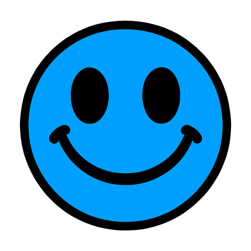 blue happy ball.
In-Game asset.  2d.  High contrast.  No shadows