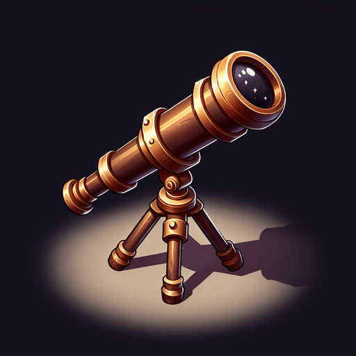 Telescope.
Single Game Texture.  In-Game asset.  2d.  Blank background.  High contrast.  No shadows