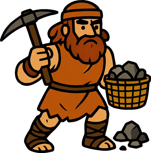 Maden arayıcı eski çağ.
In-Game asset.  2d.  High contrast.  No shadows