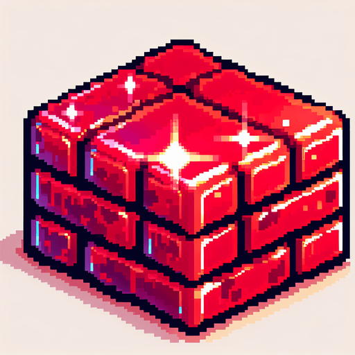 a cartoon red brick. bright. shiny. pixel art. no text..
Single Game Texture. In-Game asset. 2d. Blank background. High contrast. No shadows.