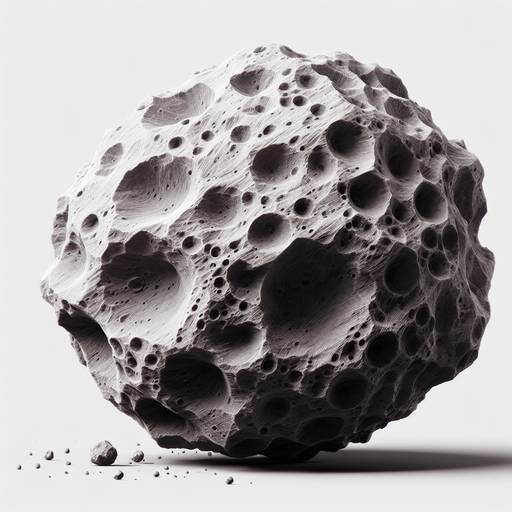 asteroid.
Single Game Texture. In-Game asset. 2d. Blank background. High contrast. No shadows.