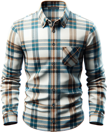 Plaid button up shirt.
Single Game Texture.  In-Game asset.  2d.  Blank background.  High contrast.  No shadows