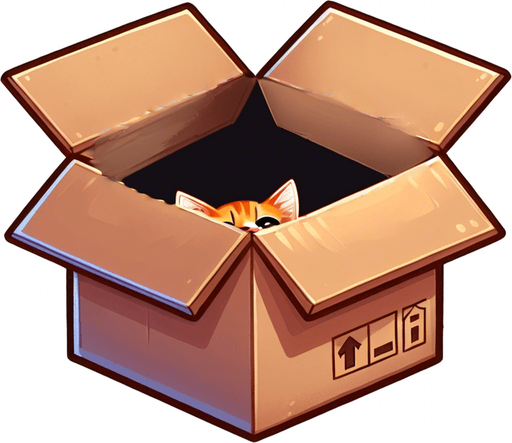 cute Chibi ginger cat peeking looks from the box into the camera. Cheeky, happy.