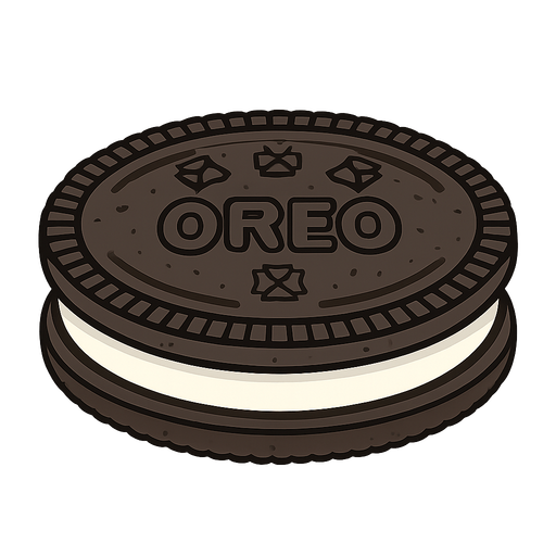 a oreo. No background. Transparent background. Blank background. No shadows. 2d. In-Game asset. flat