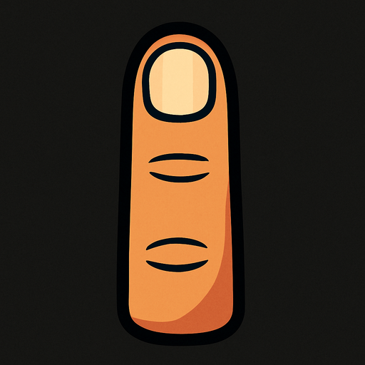 Just a finger top view.
In-Game asset.  2d.  High contrast.  No shadows