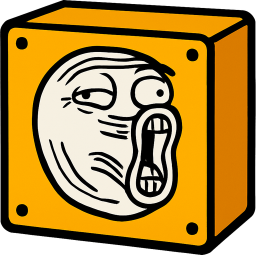 Make it with same shape but a meme drawing on block.
In-Game asset.  2d.  High contrast.  No shadows