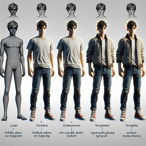 Redesigned Main Player Character: A Regular Person Hero

Concept: Transform the character into a relatable, everyday individual who embarks on a journey of self-discovery. This character is not a conventional “hero” but rather someone with hidden potential, embodying the player’s own struggles and aspirations.

Physical Features:
	1.	Body Shape:
	•	Average build, neither overly athletic nor weak, to reflect an everyman/everywoman persona.
	•	Slightly hunched posture at the start of the game to symbolize self-doubt, which straightens as they grow through the levels.
	2.	Facial Features:
	•	Soft, approachable features with expressive eyes that show vulnerability, determination, and growth.
	•	A simple hairstyle, slightly tousled, to give a casual, relatable vibe.
	3.	Clothing:
	•	Practical and understated: a plain t-shirt, a light jacket, jeans, and sneakers.
	•	As the character progresses, subtle changes in their outfit (like brighter colors or small glowing accents) reflect their growi.
In-Game asset. 3d. Blank background. High contrast. No shadows.