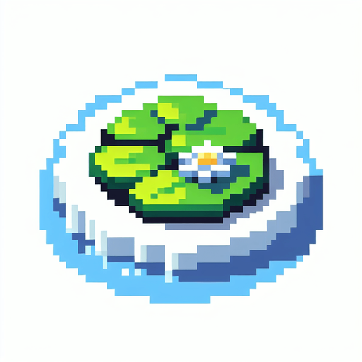 pixelart asset floating lilypad.
White background, high contrast, shadowless.