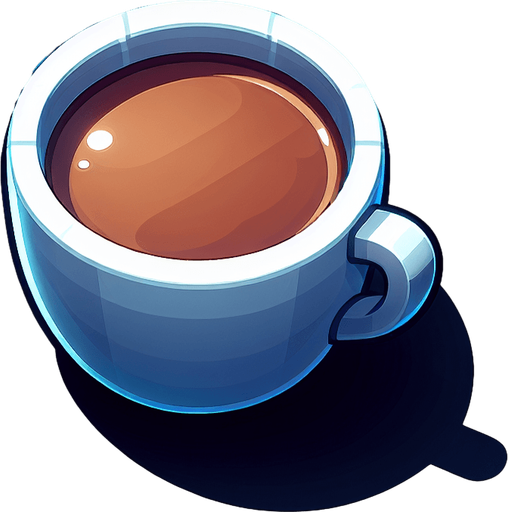 a coffee cup, viewed from above.
Single Game Texture. In-Game asset. 2d. Blank background. High contrast. No shadows.