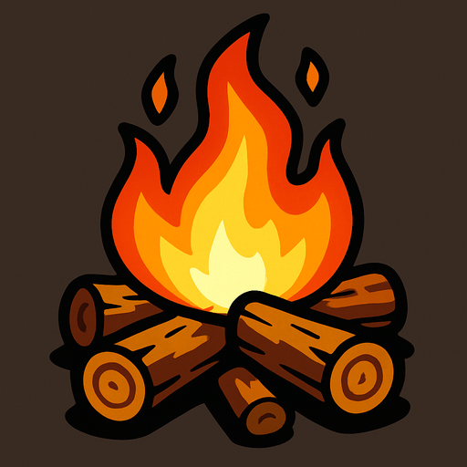 Kamp ateşi.
In-Game asset.  2d.  High contrast.  No shadows