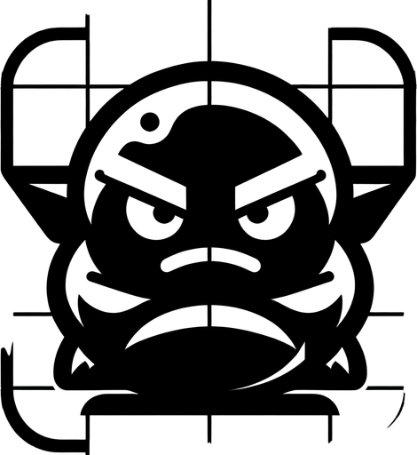 a b&w grinch icon Single Game Texture. In-Game asset. 2d. Blank background. High contrast. No shadows.