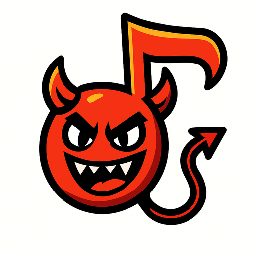 Una nota negrita endiablada.
In-Game asset.  2d.  High contrast.  No shadows