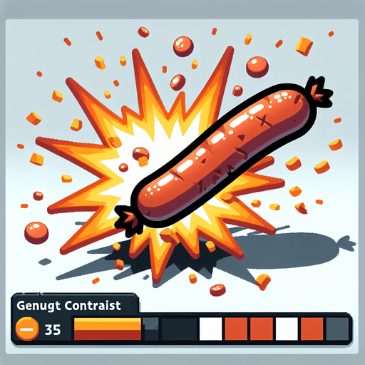 An exploding sausage.
Single Game Texture. In-Game asset. 2d. Blank background. High contrast. No shadows.