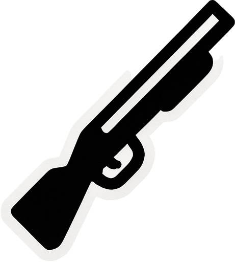 black shotgun icon with white stroke.
In-Game asset.  2d.  High contrast.  No shadows