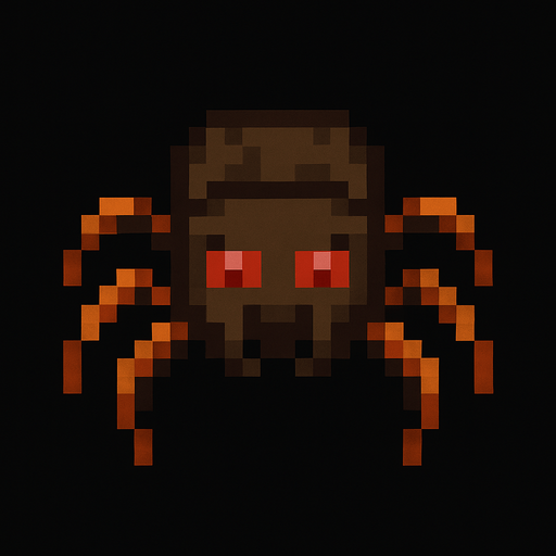 Spider pixel.
In-Game asset.  2d.  High contrast.  No shadows