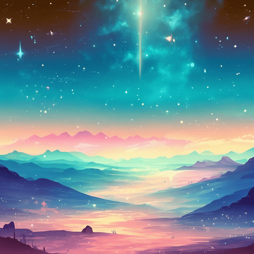 beautiful landscape. starry sky, pastel colours, high definition, alien world. Single Game Texture. In-Game asset. 2d. Blank background. High contrast. No shadows.