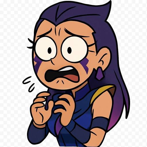 Valorant reyna cartoon. Shes scared. Cartoon PNG transparent