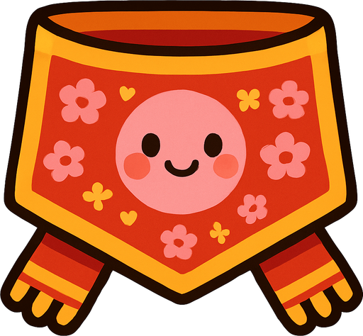 cute design scarf top view..
In-Game asset.  2d.  High contrast.  No shadows