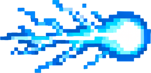 Un proyectil de electricidad pixelar.
In-Game asset.  2d.  High contrast.  No shadows