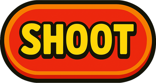 Button with says shoot.
In-Game asset.  2d.  High contrast.  No shadows