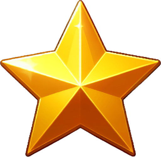 A little golden star..
Single Game Texture. In-Game asset. 2d. Blank background. High contrast. No shadows.