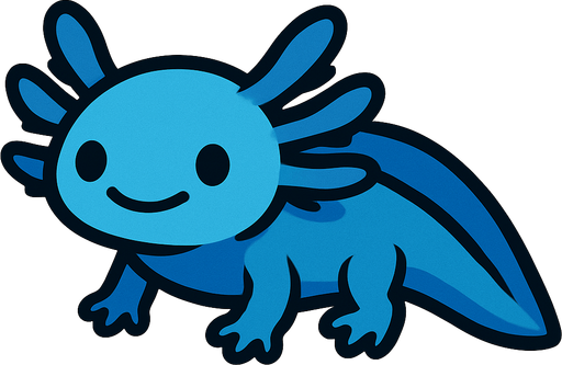 Un ajolote azul.
In-Game asset.  2d.  High contrast.  No shadows
