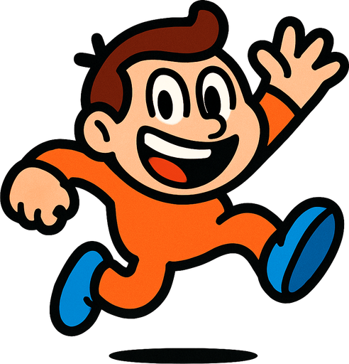 a funny and cute guy who jumps.
In-Game asset.  2d.  High contrast.  No shadows