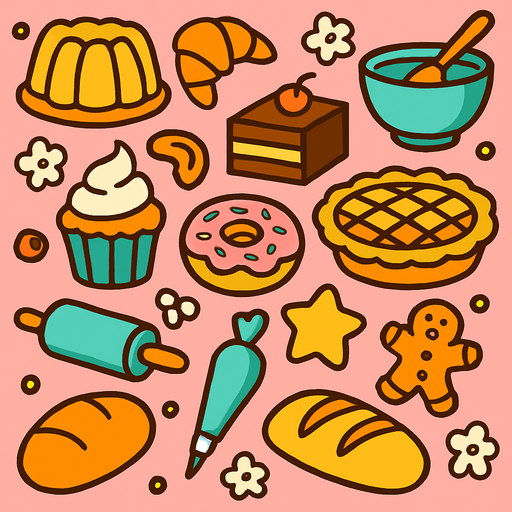 Fondo de pastelería.
In-Game asset.  2d.  High contrast.  No shadows