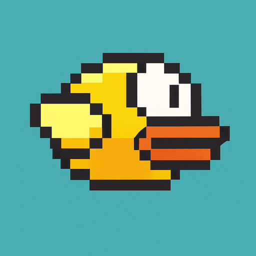 pajaro de flappy bird 2d.
In-Game asset.  2d.  High contrast.  No shadows