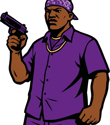 Ballas üyesi gang.
In-Game asset.  2d.  High contrast.  No shadows