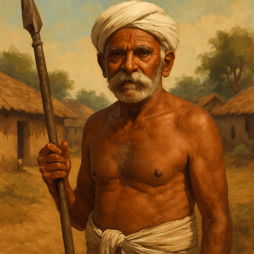 indian village uncle with weapon